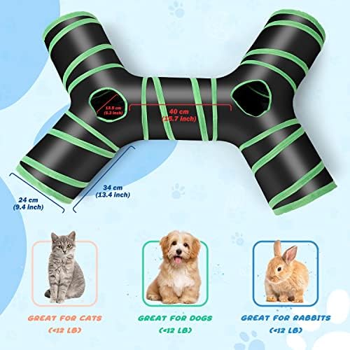 Upgraded Cat Tunnel Bone-Type, 4 Way Collapsible Cat Playhouse Pet Play Tunnel Tube with Storage Bag for Cats, Puppy, Rabbits, Ferret, Guinea Pig, Indoor and Outdoor Use - Image 2