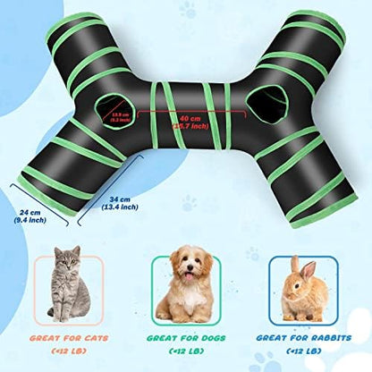 Upgraded Cat Tunnel Bone-Type, 4 Way Collapsible Cat Playhouse Pet Play Tunnel Tube with Storage Bag for Cats, Puppy, Rabbits, Ferret, Guinea Pig, Indoor and Outdoor Use - Image 2