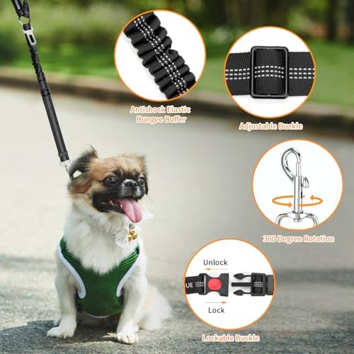 BWOGUE 2 Pack Dog Seat Belt for Car, Elastic Bungee Buffer Safety Leads - Image 4