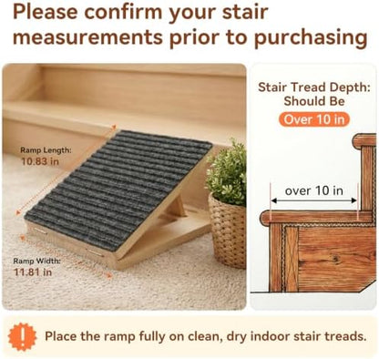 Dog Ramp for Stairs, Adjustable Non-Slip Wooden Ramp for Small Dogs, 2-Pack - Image 2