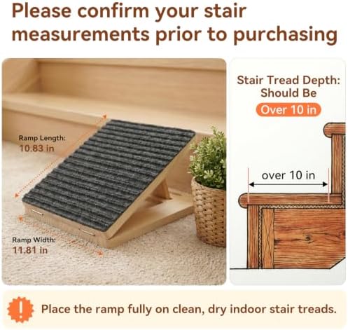 Dog Ramp for Stairs, Adjustable Non-Slip Wooden Ramp for Small Dogs, 2-Pack - Image 2
