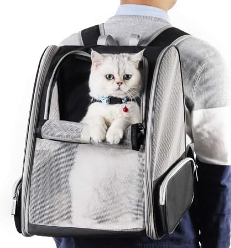Pet Aura Portable Outdoor Pet Carrier Backpack. with Dual Ventilation System & See Through Cabin. Travel Bag for Small Dog/cat (Gray). by Unknown