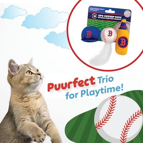 BEST PLUSH CAT TOY MLB BOSTON RED SOX Complete Set of 3 piece Cat Toys filled with Fresh Catnip. Includes: 1 Baseball Cap Cat Toy, 1 Baseball Cat Toy with Feathers & 1 Beer Bottle. Beautiful Team LOGO - Image 4