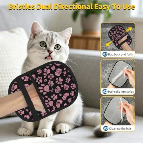 Pink Dog Cat Paw Leopard Print Puppy Pet Hair Removal Glove For Cats Dogs - Image 7
