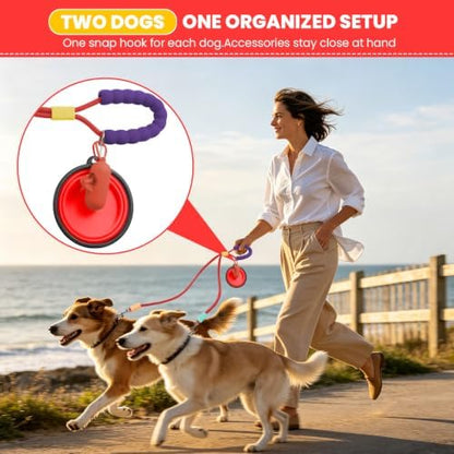 Double Dog Leash, Hands Free Dog Leash Set w/Sponge Handle, Adjustable 4.9-9.8ft for Walking Jogging Running Training, Multifunctional Handheld Crossbody Waist for Small Medium Dogs - Image 4
