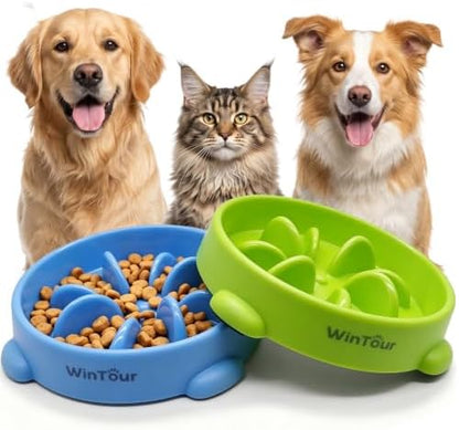 WinTour 2 Pack Slow Feeder Dog Bowls, BPA Free, Medium & Small Dog Bowls by WinTourDogToys