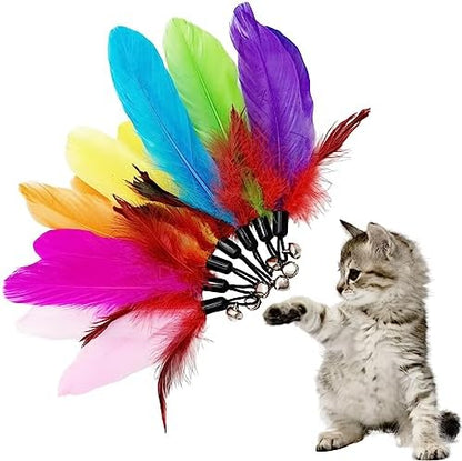 Cat Feather Toys Refill, 16 Pieces Cat Wand Replacement Feathers Toy for Indoor Cats - Image 4