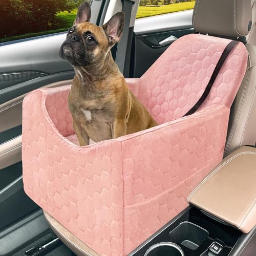 Dog Car Seat for Small/Medium Dogs, Memory Foam Dog Booster Seat, Travel Safety Per Car Seat with Washable Removable Cover, Storage Pockets for Dogs up to 35 lbs (Pink, Small) by Qualityproductsqualityservice