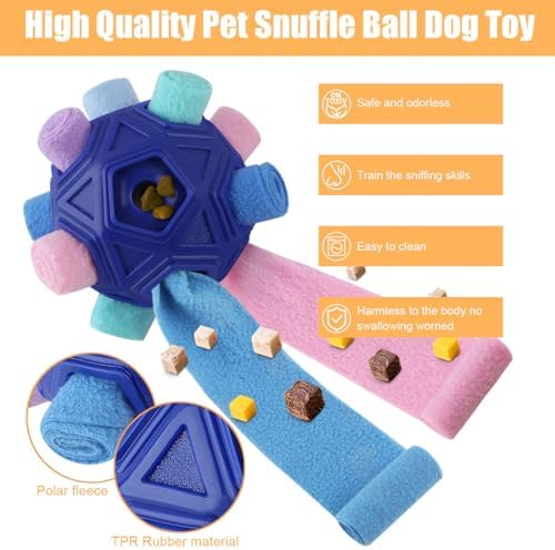 Dog Snuffle Ball-Interactive Puzzle Dog Toys Encourage Natural Foraging Skills Slow Feeder for Training and Stress Relief, Cloth Strip Hiding Food Dog Toys - Image 2