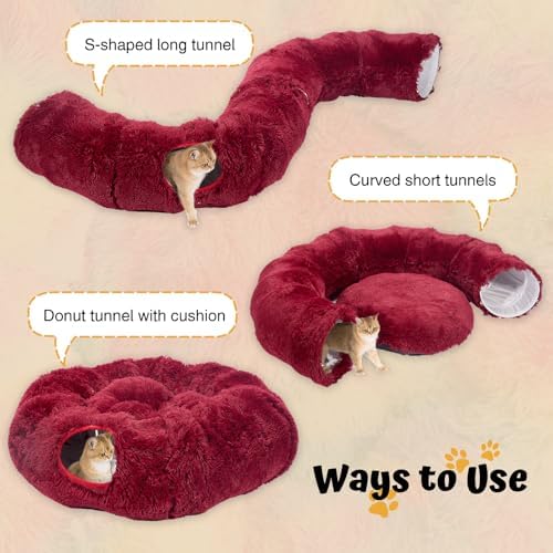 Avont Cat Tunnel Bed, Washable Cushion, Large 3-in-1 Play Tube for Cats - Image 2