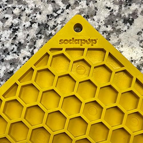 SodaPup Honeycomb eMat – Durable Lick Mat Feeder Made in USA from Non-Toxic, Pet-Safe, Food Safe Rubber for Mental Stimulation, Avoiding Overfeeding, Fresh Breath, Digestive Health, Calming, & More - Image 2