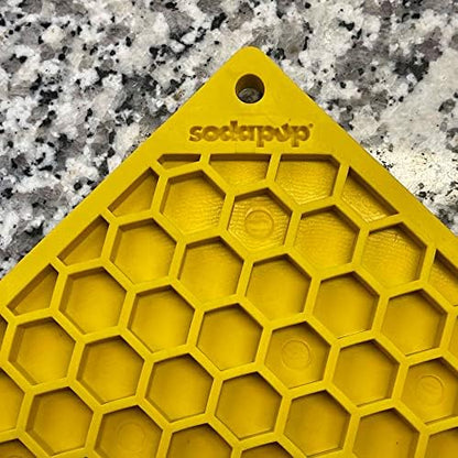 SodaPup Honeycomb eMat – Durable Lick Mat Feeder Made in USA from Non-Toxic, Pet-Safe, Food Safe Rubber for Mental Stimulation, Avoiding Overfeeding, Fresh Breath, Digestive Health, Calming, & More - Image 2