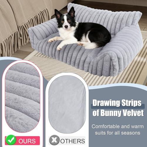 Cute Dog Couch for Medium Large Dogs,Dog Cat Couch Sofa,Dog Bed,L,Grey - Image 4