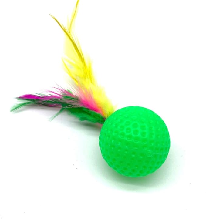 POPETPOP Cat Teasing Toy Badminton Voice 24pcs Cat Interactive Toys Bells Random Color