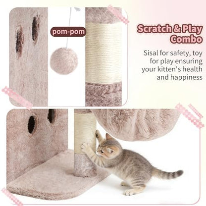 Heybly 26.3" Cat Tree for Large Cats with Big Perch & Dual Condos HCT204SMU - Image 7