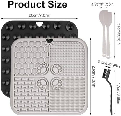 2 Pcs Lick Mat for Dogs Cats, Silicone Pet Food Mats with Suction Cups, Dog Licking Mat, Cat Dog Peanut Butter Lick Pad, Enrichment Pet Food Slow Feeder Mats for Bathing Grooming, with 2 Scrapers - Image 2