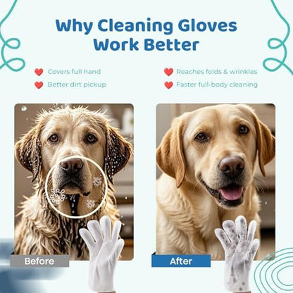 Pet Glove Wipes for Dogs & Cats with Coconut Scent, No Rinse Full Body Cleaning Large Gloves (9.84 x 9.05 inch), Gentle Grooming for Paws Face Ears Eyes Coat, Alcohol Free, 20 Pack - Image 3