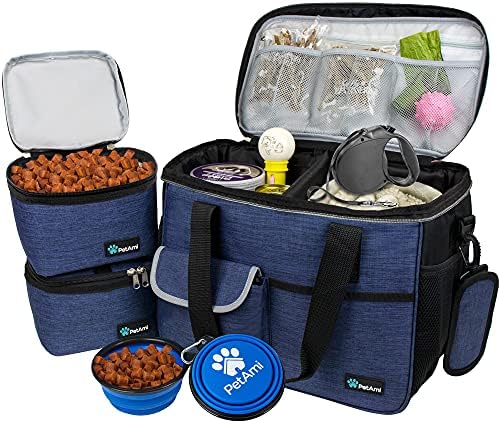 PetAmi Dog Travel Bag Organizer, Pet Supplies Diaper Tote, Navy Blue Medium by PetAmi