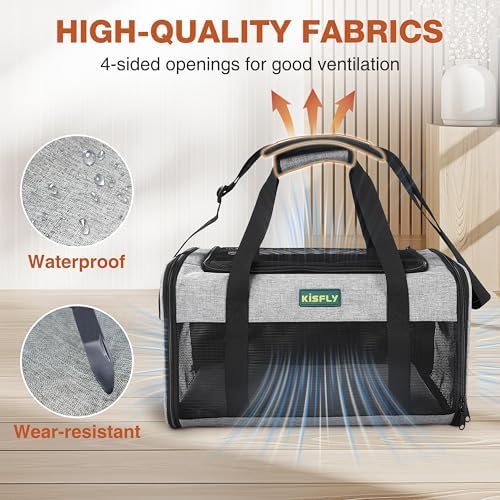Foldable Cat Carrier 17"x11"x9.5", Soft-Sided Airline Travel Bag - Image 2