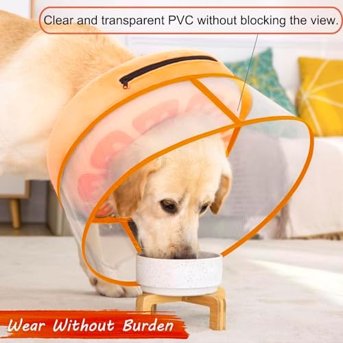 Inflatable Dog Cone Collar for Large Medium Small Dogs, Soft Dog Donut Collar Adjustable Recovery Cone for Pets After Surgery, Extra Enhanced Anti-Licking Guard Shield for Pets (Large, Orange) - Image 5