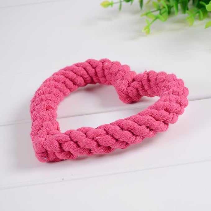 Pink Cute Dog/Cat Chew Toys, Dog Toys for Chewers, Heavy Duty Dental Dog Rope Toy for Dogs, Creative Love Heart Shaped Interactive,Puppy,Girl Puppy