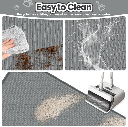 Silicone Cat Litter Mat for Litter Box 34”x22” Large Cat Mat, Dark Grey - Image 5