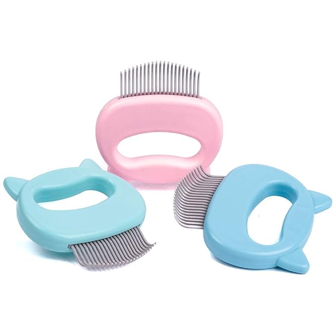 2 Pcs Cat Combs, Soft Fine Teeth Cat Hair Comb Pet Massage Comb, Short Long Hair Removal Massage Cat Shell Comb, Dog Cat Deshedding Brush Grooming Comb for Shedding Matted Fur, Knots & Tangles (blue)