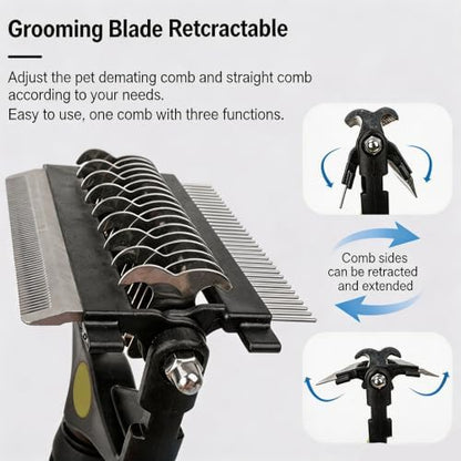 3-in-1 Pet Grooming Tool Dematting Comb Undercoat Rake Deshedding Brush - Image 3