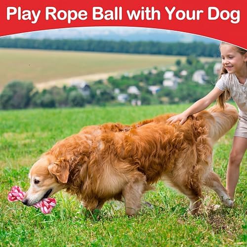 18 Pcs Dog Rope Toys Set Interactive Chew Balls Toys for Aggressive Chewers Large Medium Small Dogs Pet Puppy Teeth Cleaning Fun Training Birthday Gifts Pink - Image 4
