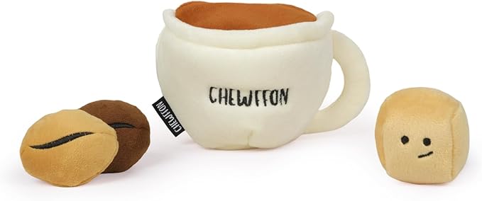 CHEWFFON Dog Coffee Cup Toy, Interactive Hide-and-Seek Burrow Toy, Cute Squeaky Toys for Boredom, Enrichment Crinkle Snuffle Dog Toy, Puzzle Toys for All Breeds