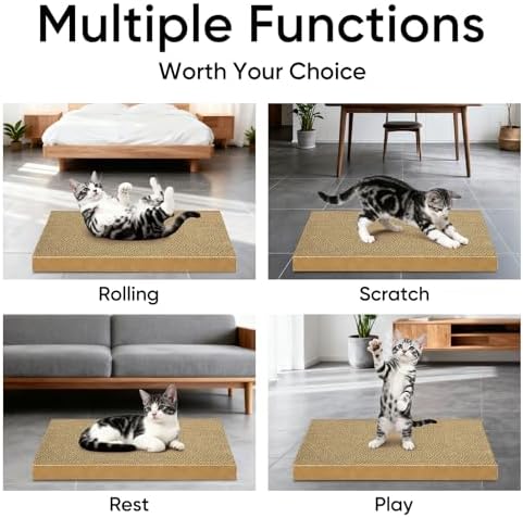 Cat Scratcher 4-Pack, Large Cardboard Pads for Indoor Cats - Image 5