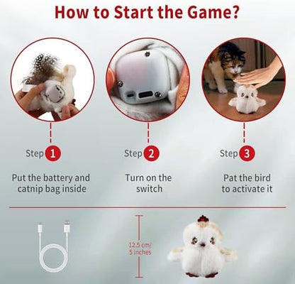 Gigwi Flappy Bird Cat Toy, USB-Charged Squeaky Catnip Toy for Indoor Cats - Image 3