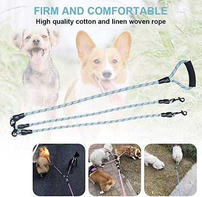 Dual Dog Leash, Reflective Heavy Duty Two Dog Leash for Small Medium Large Dogs, 2 Dog Leashes, 360° Swivel Tangle Free with Comfortable Handle, Support Add to Multiple Rope, Blue - Image 7