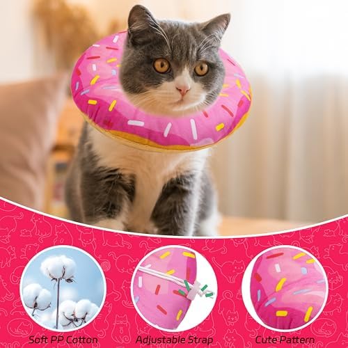 Seyezo Cat Cone Collar Soft, Adjustable Cat Recovery Collars, Donut Pink, M - Image 3