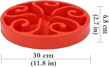 Dog Bowl Slow Pet Feeders Non Skid Bowl Dog Water Bowl Dry Food Bowl Slow Feeder Fun Bowl Slow Eating Bowl for Small Dog Large Dog Medium (Red, L)