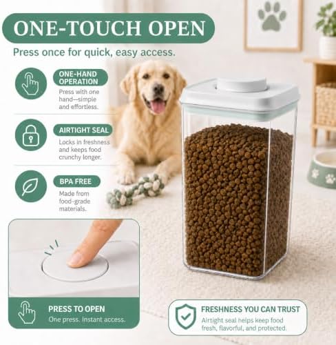 Pet Dog-Cat Airtight Food Storage-Container - 4.2Qt/4L jar(4Pc) with lid and 1/4Cup scoop | Holds 12–20 pounds of dry pet food | BPA-Free - Image 2