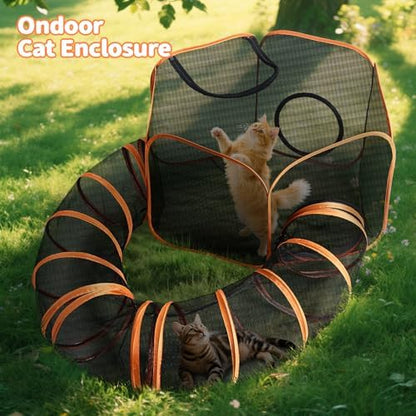 Outdoor Cat Enclosure with Circle Tunnel for Kitten Kitty Run - Portable Cat Playpen Tent Outdoor Indoor Pet Tent for Outside Small Animals - Image 5