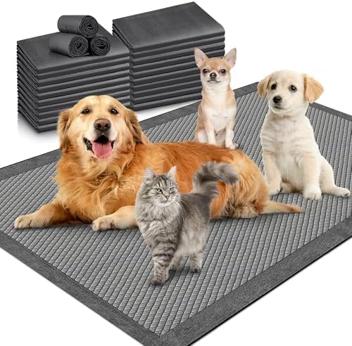 Gimars XXXL 31"x47" 40 Counts Odor-Control Charcoal Pee Pads for Dogs, Super-Absorbent and Leak-Proof Pet Training Pee Pads, Disposable Charcoal Puppy Pads Suitable for Dogs, Cats and Rabbits by Gimars