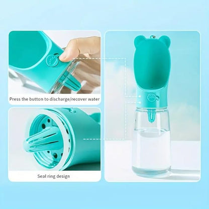 Outdoor Water Bottle for a Dog, Portable pet Water Bottle with Food Container, Leak Proof Dog Travel Water Bottle, Dog Water Bottle for Outdoor Walking and Hiking (White, 12 OZ)