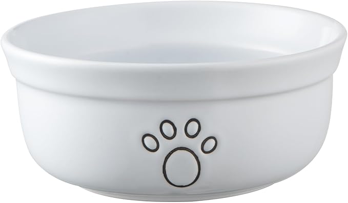 Ceramic Dog Bowls, Pet Feeding Bowls for Cats and Small Dogs 20 oz (6", Blue/Pink/White)