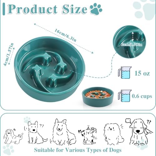 Ceramic Slow Feeder Dog Bowls,0.6 Cups Dog Food Dish for Small Medium Dogs - Image 2