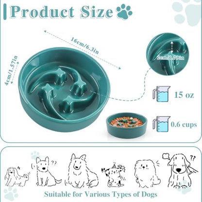 Ceramic Slow Feeder Dog Bowls,0.6 Cups Dog Food Dish for Small Medium Dogs - Image 2
