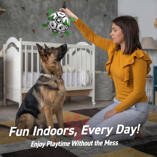 QDAN Large Dog Toys, Soccer Ball for Dogs with Straps, 9 Inch Big Dog Ball - Image 6