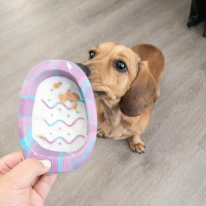 CHEWFFON Easter Dog & Cat Lick Mat Bowls, BPA-Free Silicone Slow Feeder Bowl with Suction Cups, Non Slip Pet Food Bowl Reduces Boredom and Anxiety, Dishwasher Safe, Lavender Purple Small