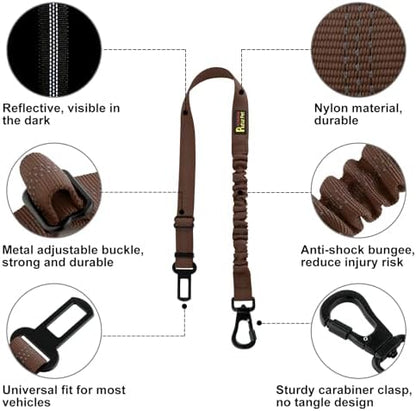 Plutus Pet Dog Seat Belt for Car, Adjustable Harness with Elastic Bungee - Image 2