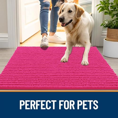 OLANLY Dog Door Mat for Muddy Paws 44x24, Extra Absorbent Chenille Mud Mat - Image 6