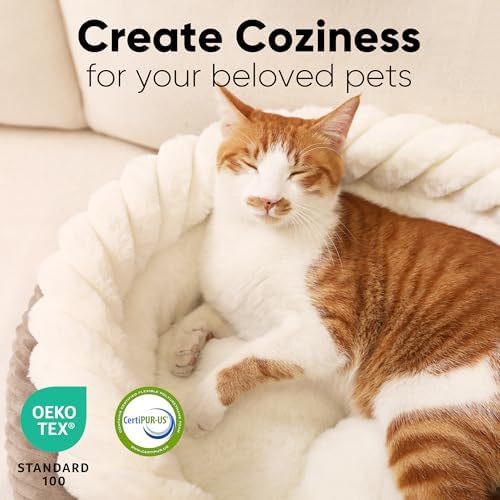 FUKUMARU Cute Round Cat Bed, Calming Donut Small Dog Beds, Washable - Image 4
