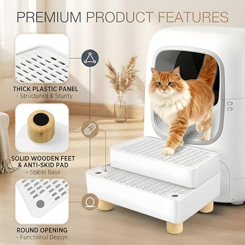 Cat Litter Box Ramp, 2-Step Automatic Litter Box Step Stool - Image 2
