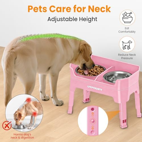 URPOWER Elevated Dog Bowls, 3-in-1 Double Deck Raised Dog Bowl Stand - Image 6
