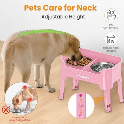 URPOWER Elevated Dog Bowls, 3-in-1 Double Deck Raised Dog Bowl Stand - Image 6